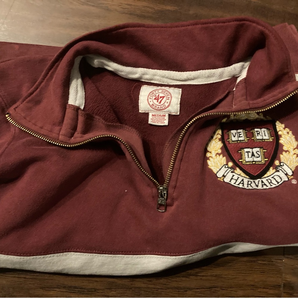 47 Brand Harvard Mens Maroon and Gray Turtleneck Sweater